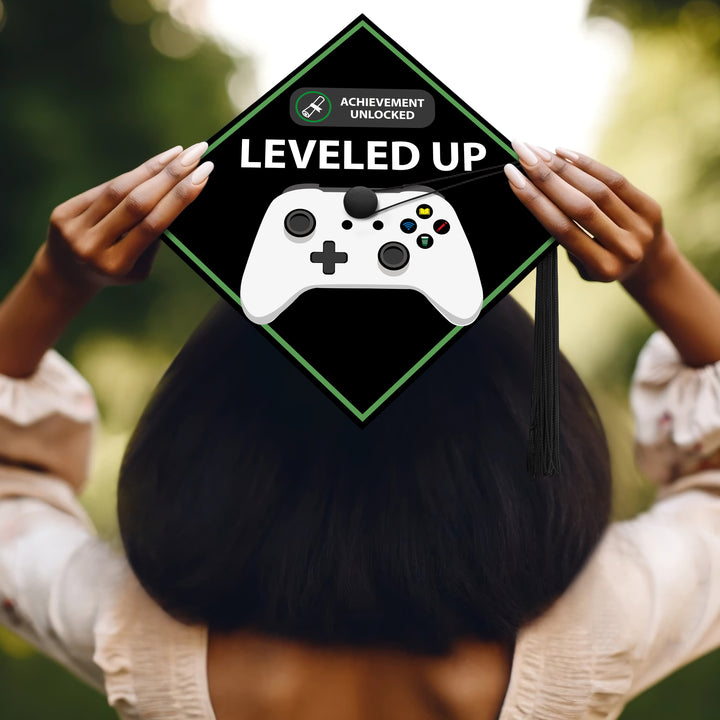 Achievement Unlocked Leveled Up Graduation Cap Topper