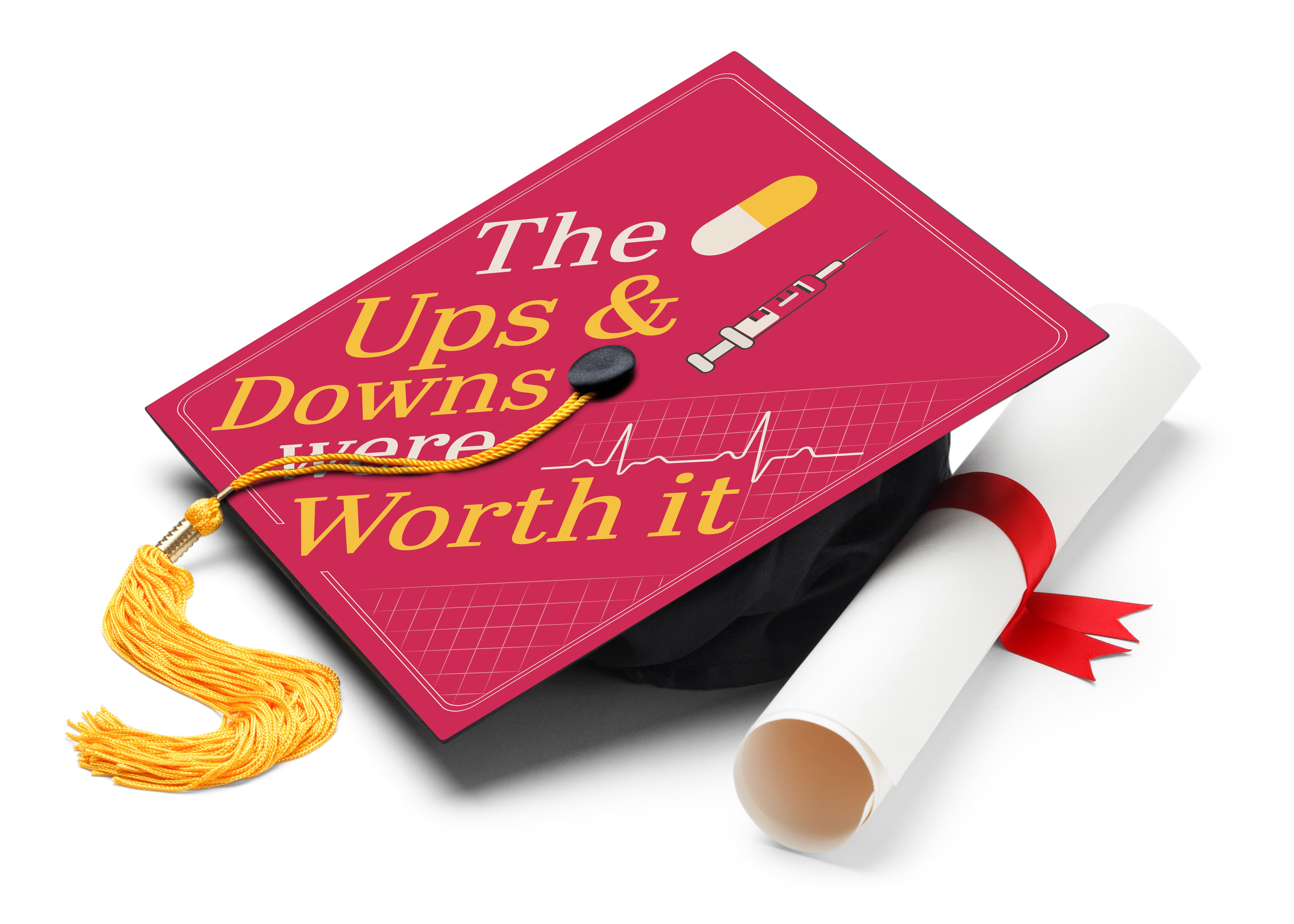The Ups and Downs Were Worth It Graduation Cap Topper