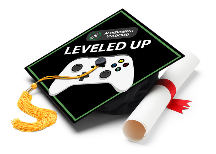 Achievement Unlocked Leveled Up Graduation Cap Topper