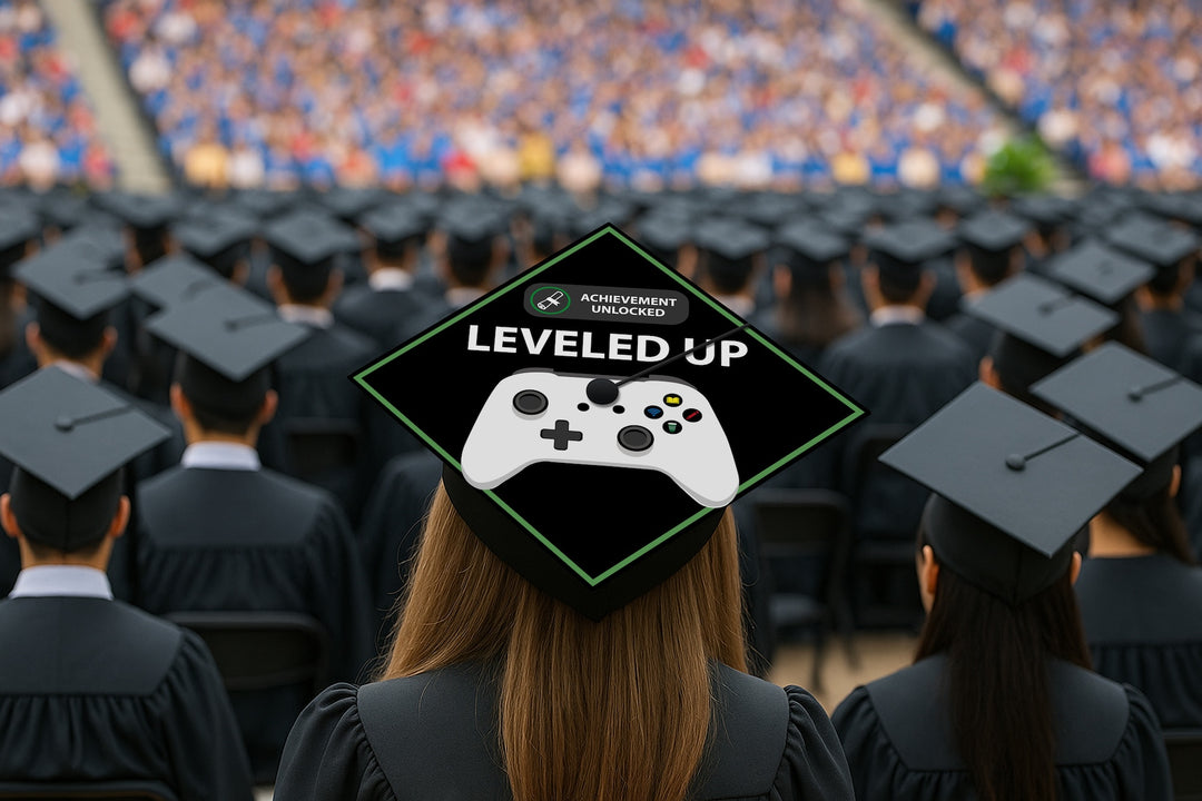 Achievement Unlocked Leveled Up Graduation Cap Topper