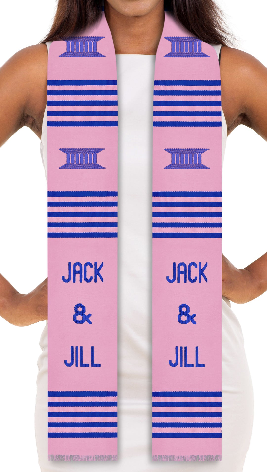 Jack & Jill Authentic Handwoven Kente Cloth Stole Sash (Pink)