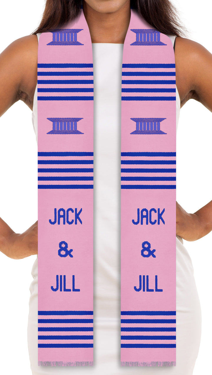 Jack & Jill Authentic Handwoven Kente Cloth Stole Sash (Pink)