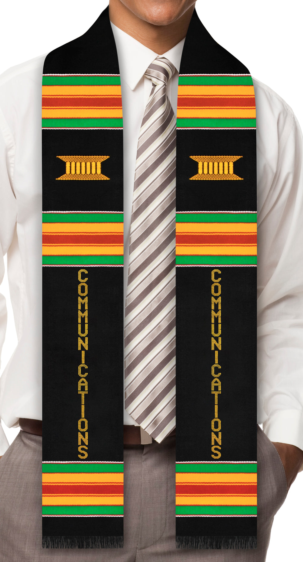 Communications Major Authentic Handwoven Kente Cloth Graduation Stole