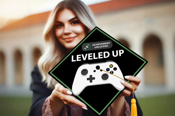Achievement Unlocked Leveled Up Graduation Cap Topper