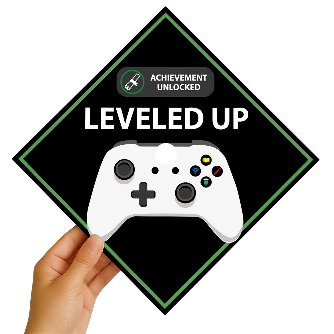 Achievement Unlocked Leveled Up Graduation Cap Topper