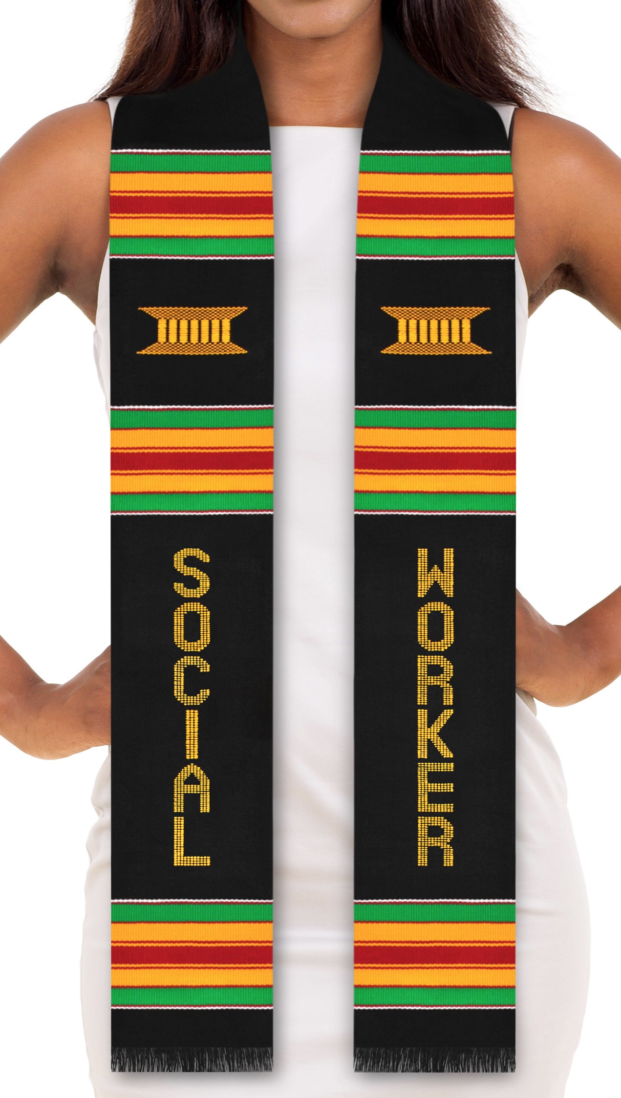 Social Worker Authentic Handwoven Kente Cloth Graduation Stole