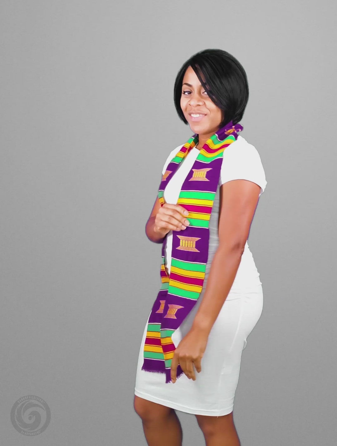 Authentic Handwoven Kente Cloth Purple Graduation Stole (Purple)