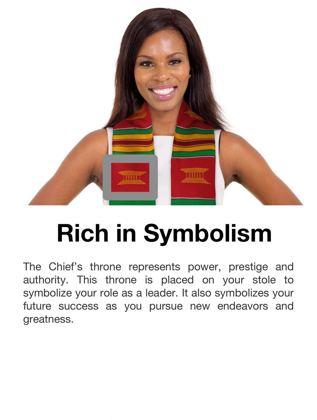 Authentic Handwoven Red Kente Cloth Graduation Stole (Red) - Sankofa Edition™