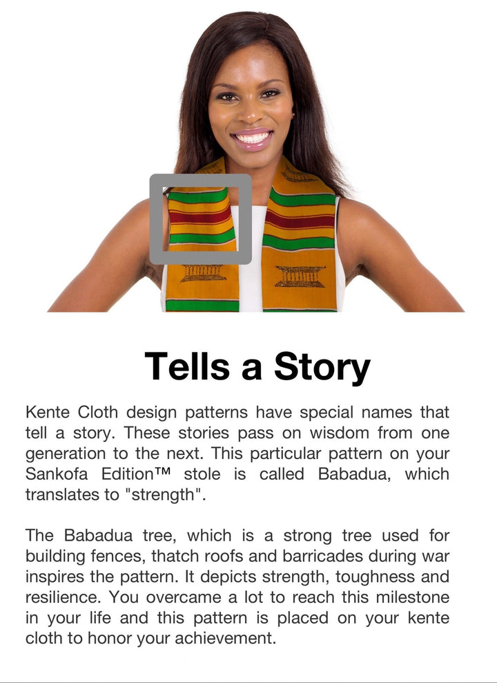 Authentic Handwoven Yellow Kente Cloth Graduation Stole (Yellow) - Sankofa Edition™