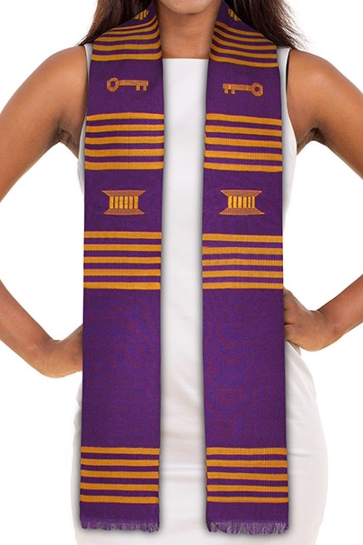 ADVANSYNC Kente Cloth Graduation Stole Red, Yellow Or Purple (Purple) At Women's Clothing Store
