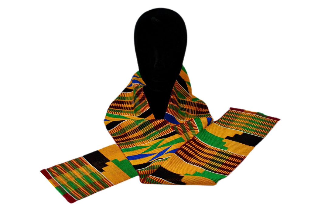 Traditional Double Weave Kente Cloth Scarf Sash - Sankofa Edition™