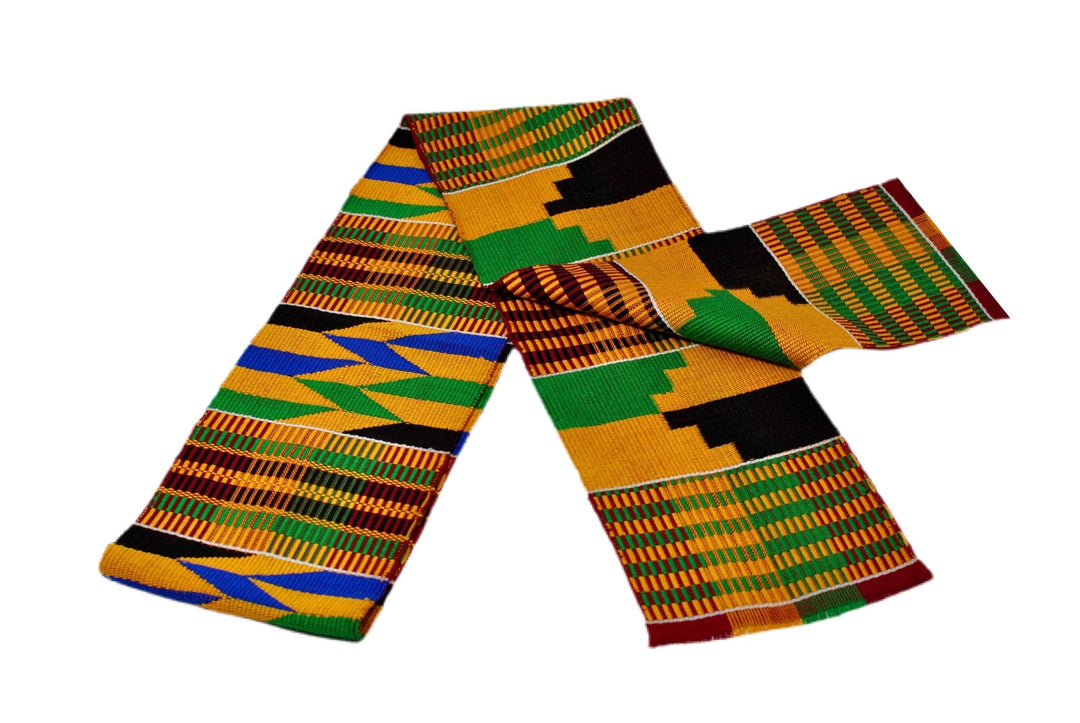 Traditional Double Weave Kente Cloth Scarf Sash - Sankofa Edition™