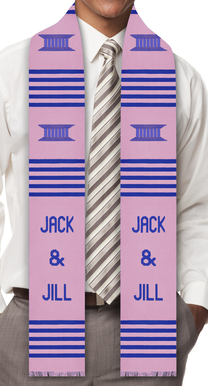 Jack & Jill Authentic Handwoven Kente Cloth Stole Sash (Pink)
