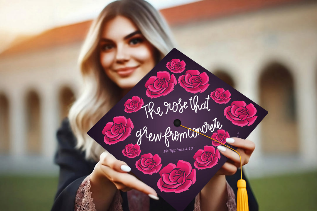 The Rose That Grew From Concrete Graduation Cap Topper