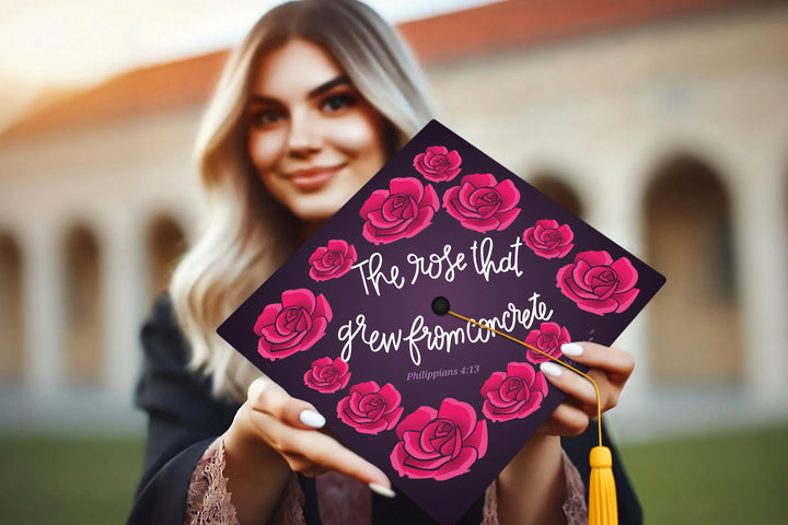 The Rose That Grew From Concrete Graduation Cap Topper