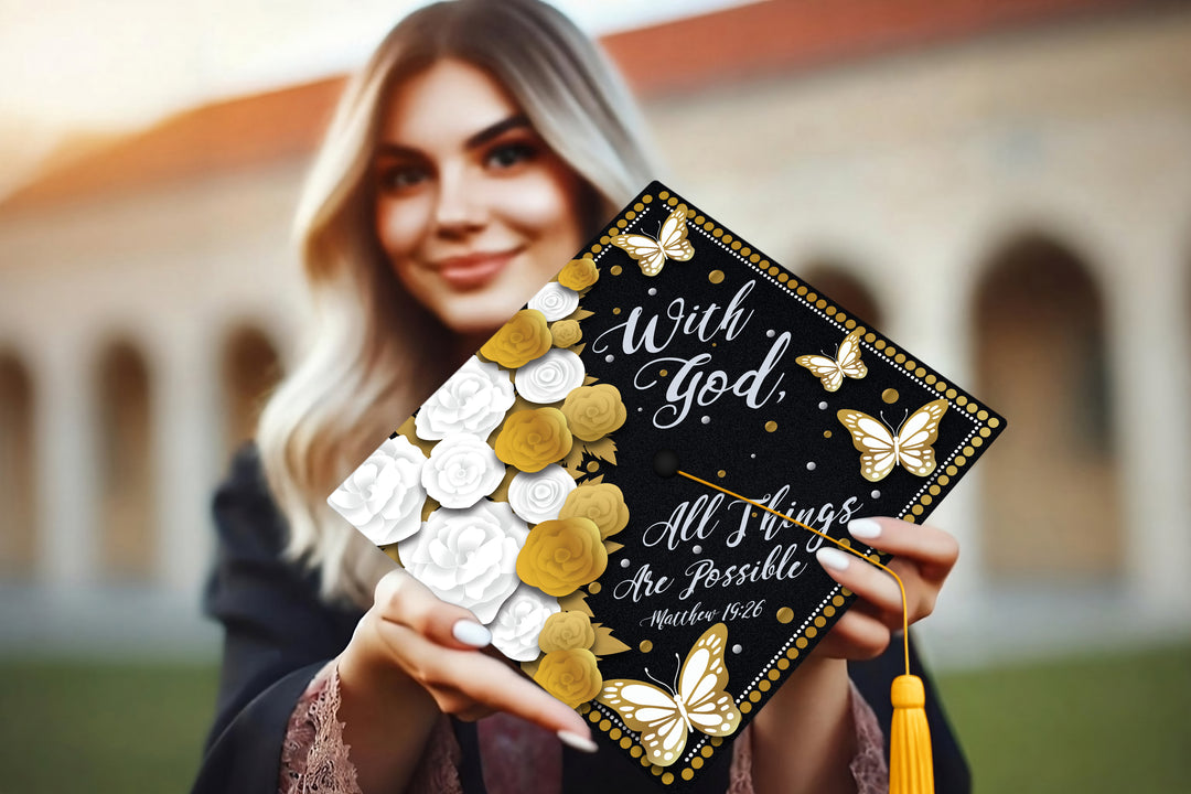 With God, All Things Are Possible Graduation Cap Topper