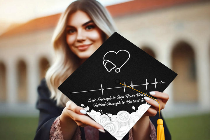 Cute Enough To Stop Your Heart, Skilled Enough To Restart It Graduation Cap Topper