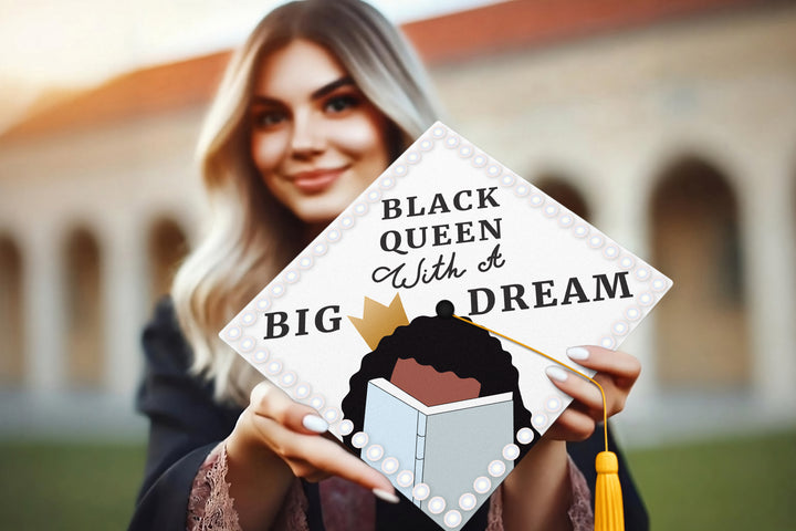 Black Queen With A Big Dream Graduation Cap Topper