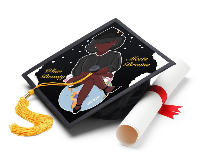 When Beauty Meets Brains Graduation Cap Topper