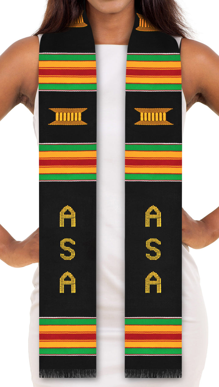 African Student Association (ASA) Authentic Handwoven Kente Cloth Graduation Stole
