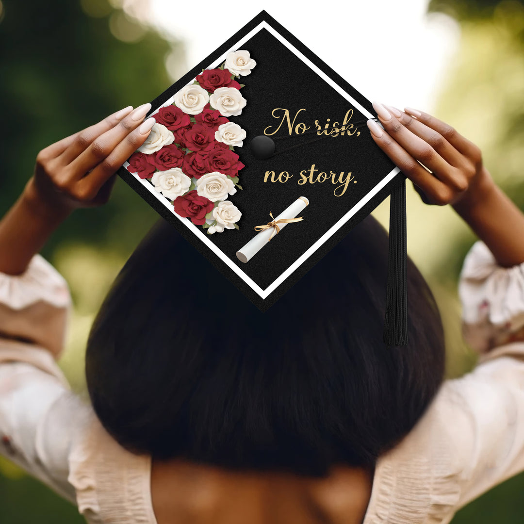 No Risk, No Story Graduation Cap Topper