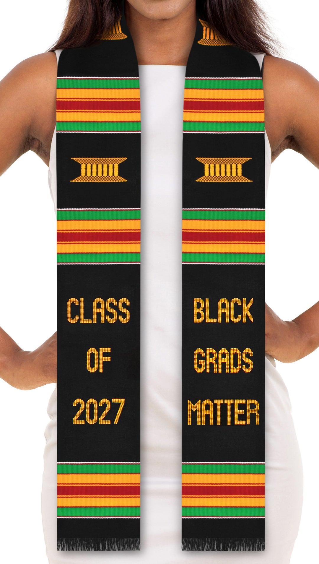Black Grads Matter Class of 2026/2027 Authentic Handwoven Kente Cloth Graduation Stole