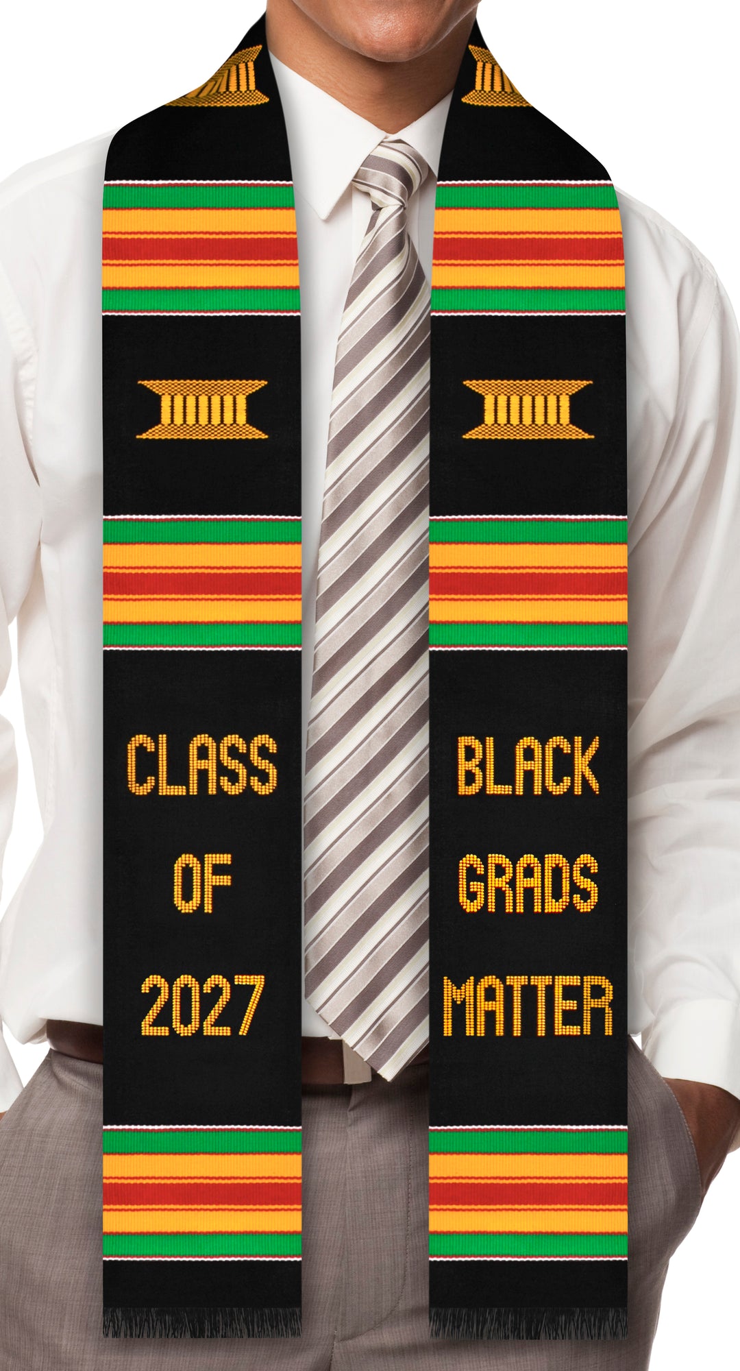 Black Grads Matter Class of 2026/2027 Authentic Handwoven Kente Cloth Graduation Stole