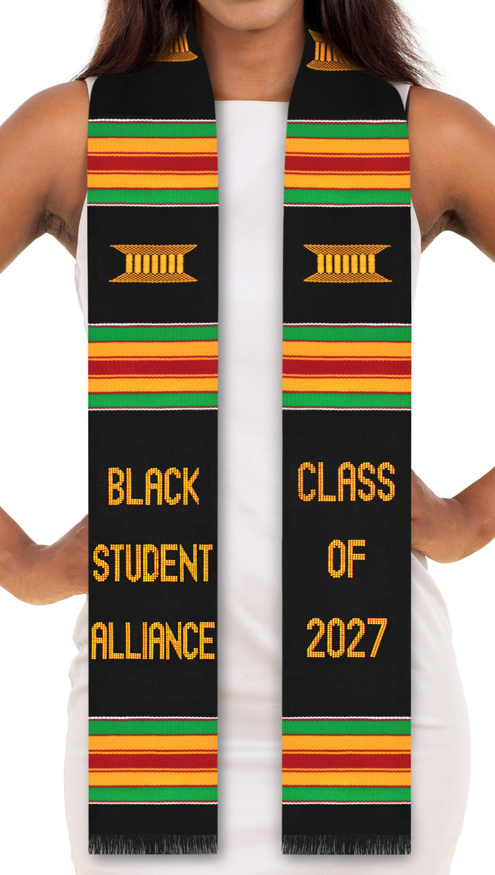 Black Student Alliance (BSA) Class of 2027 Authentic Handwoven Kente Cloth Graduation Stole
