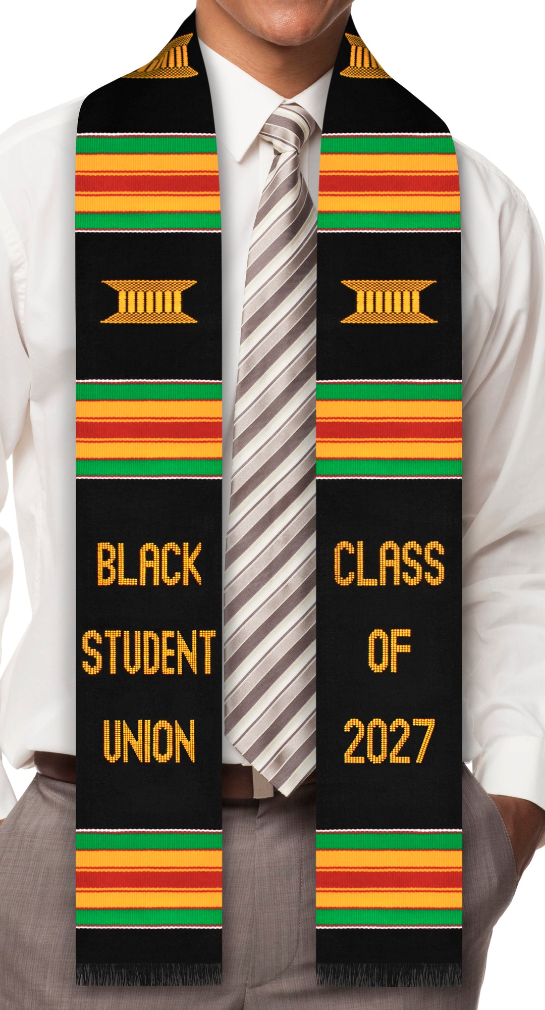 Black Student Union (BSU) Class of 2027 Authentic Handwoven Kente Cloth Graduation Stole