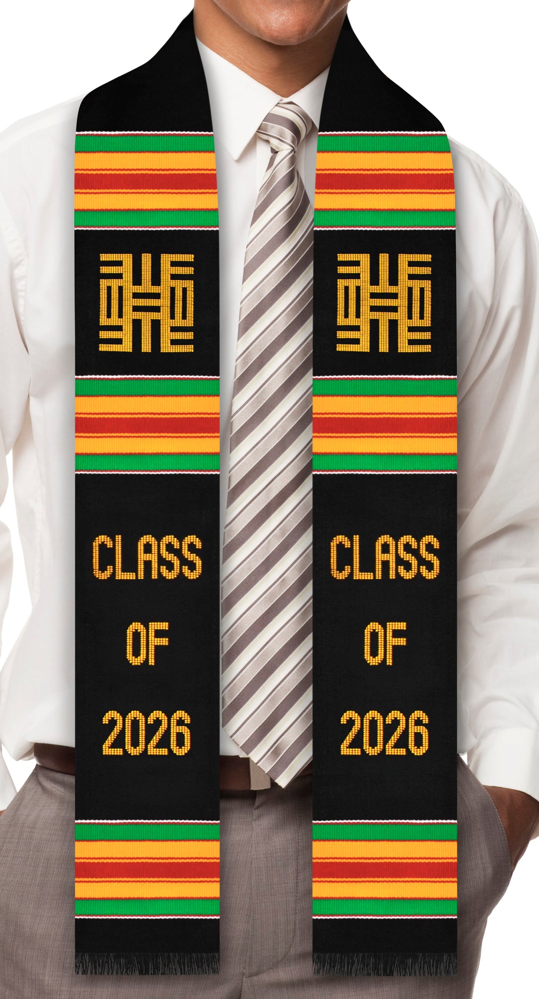 Étole de remise des diplômes Kente de la classe 2025, symbole de la connaissance