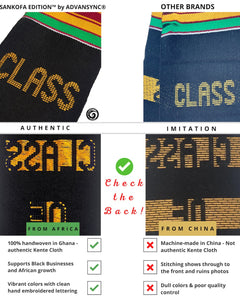 Black Lawyers Matter Class of 2024 Kente Graduation Stole with Scale Symbols for Law, Lawyers and Juris Doctors