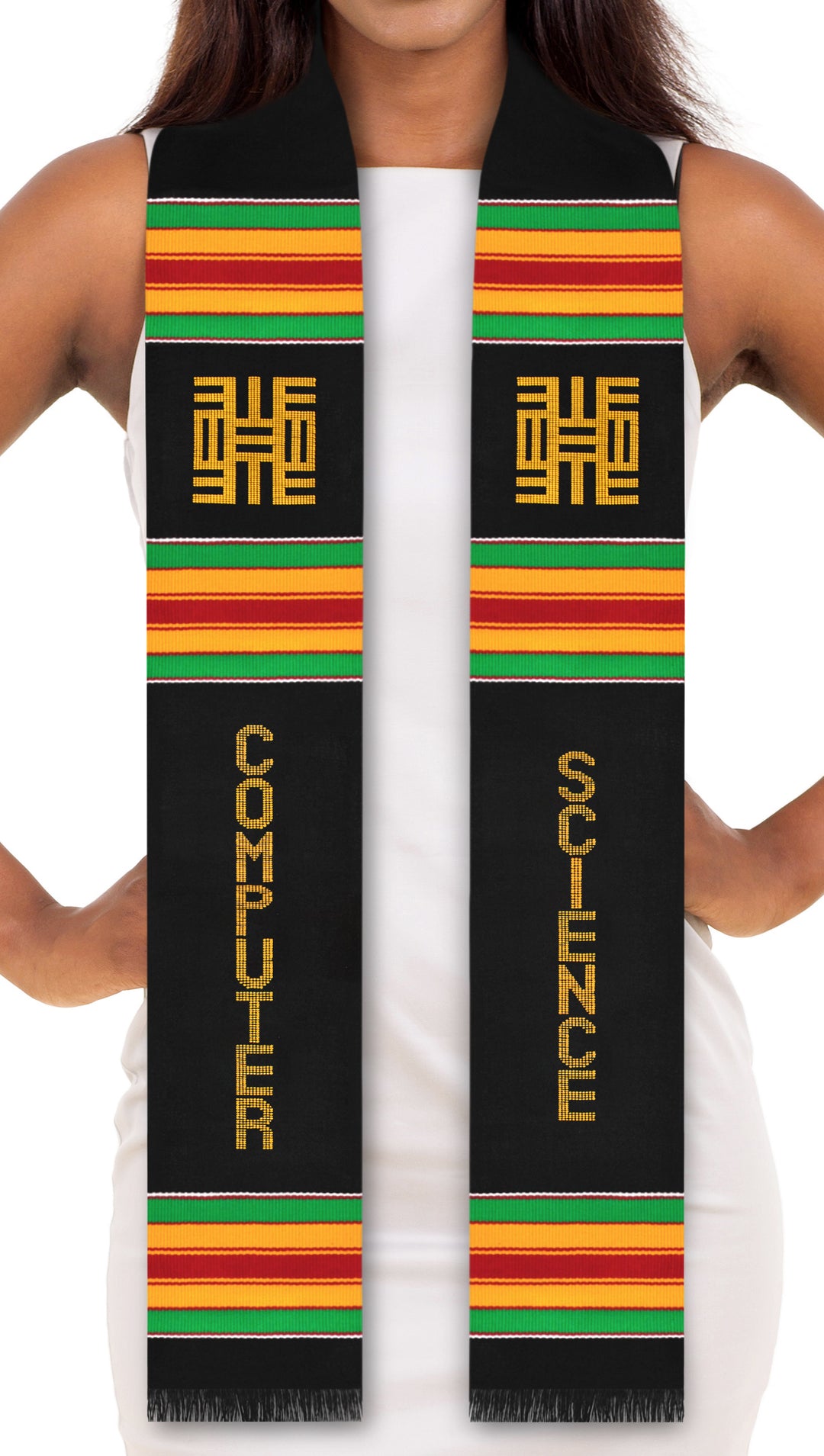 Computer Science Major Authentic Handwoven Kente Cloth Graduation Stole