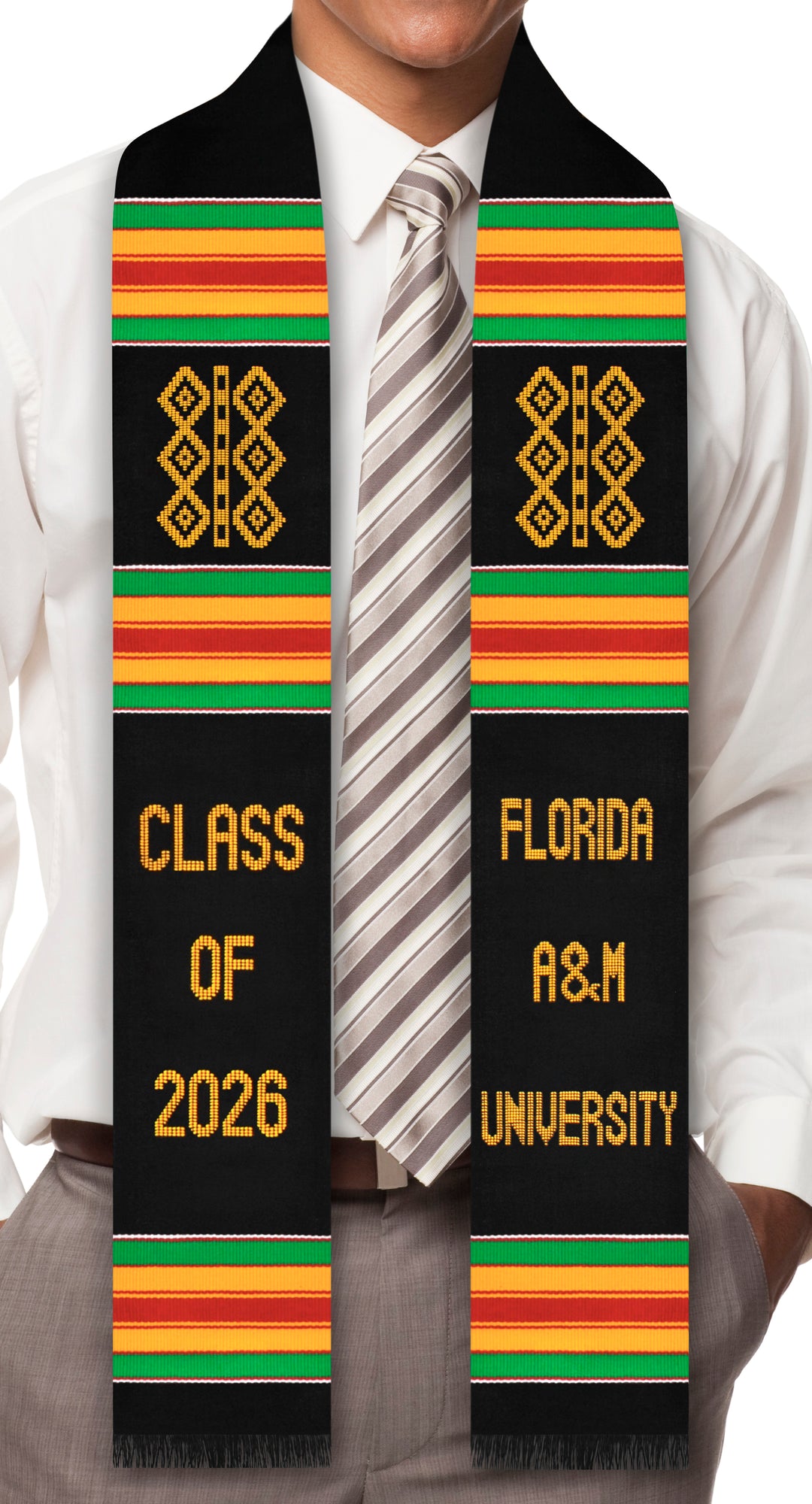 Étole de remise des diplômes Kente de la classe 2025 de l'Université Florida A&amp;M (FAMU)