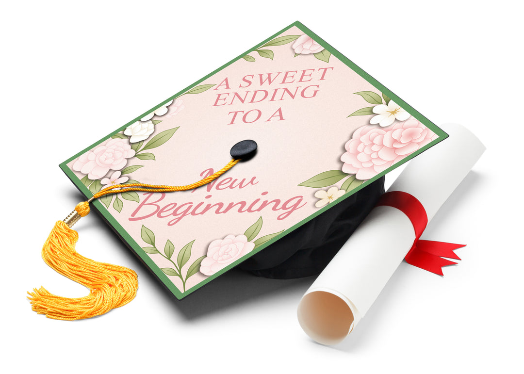 A Sweet Ending to a New Beginning Graduation Cap Topper