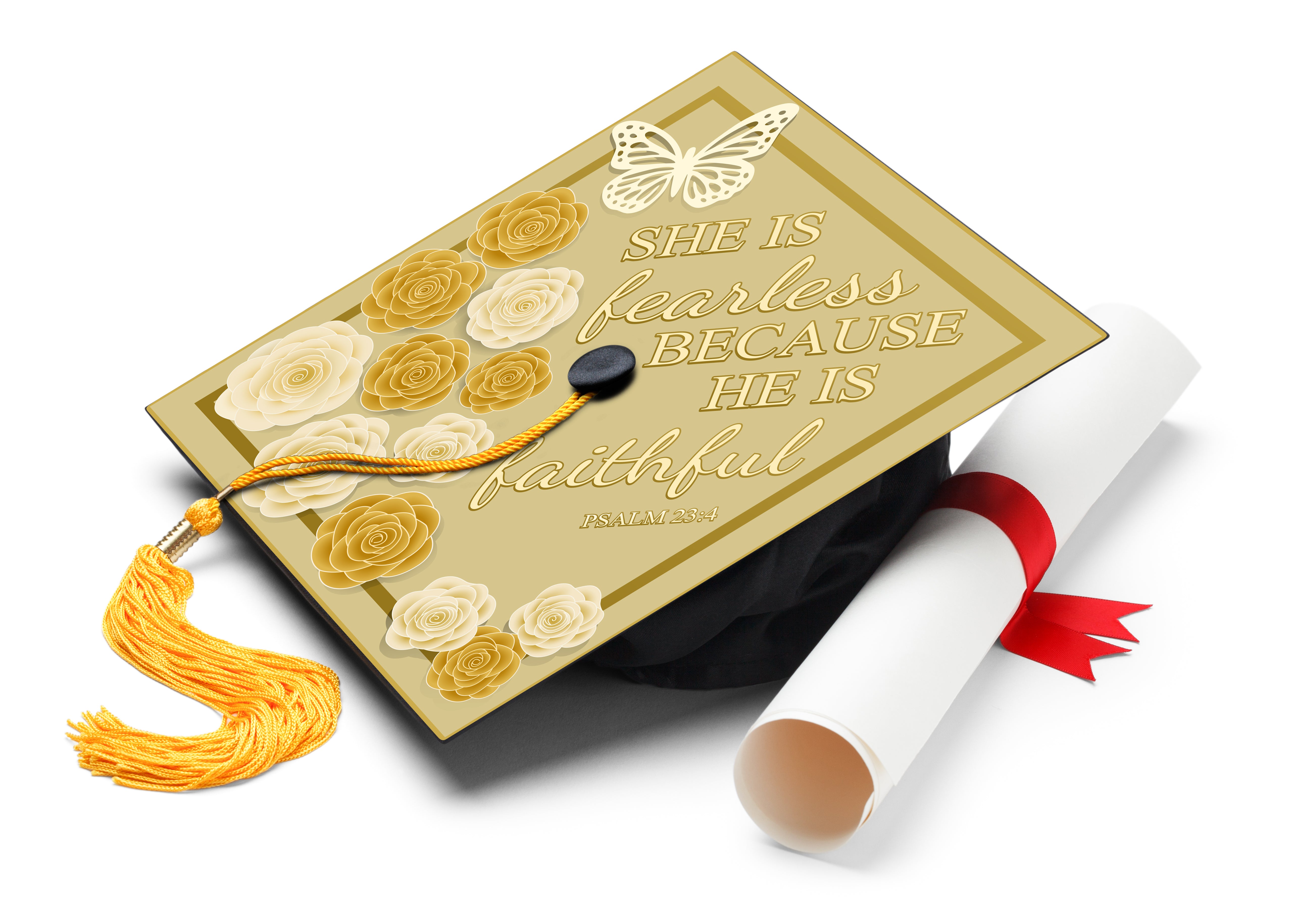 She Is Fearless Because He Is Faithful Graduation Cap Topper – Sankofa ...