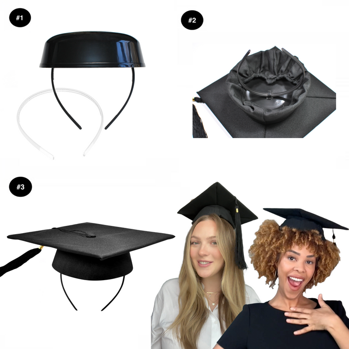 Le GradCapBand ORIGINAL – Fixez votre casquette de diplômé sur cheveux naturels, boucles, tresses, locks, torsades et cheveux lisses