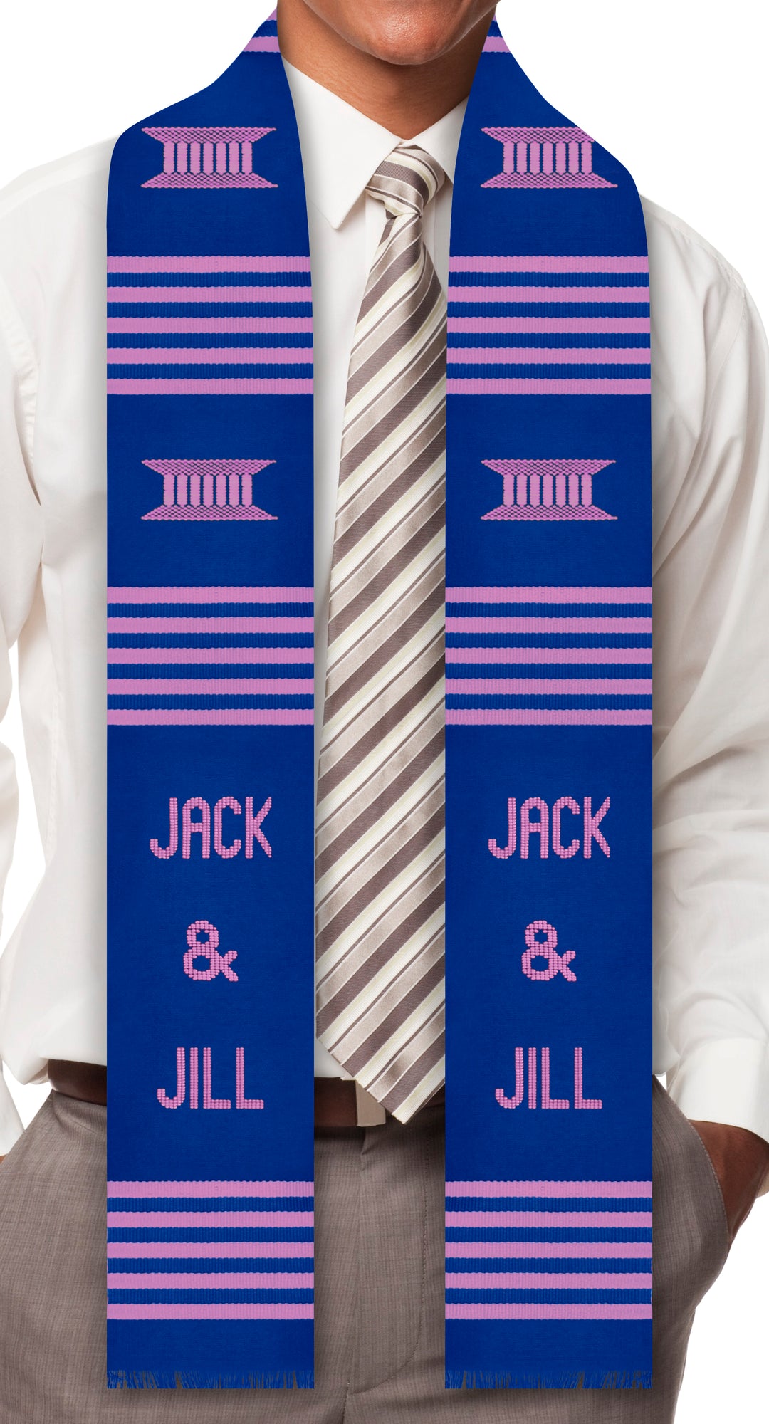 Jack & Jill Authentic Handwoven Kente Cloth Stole Sash (Blue)