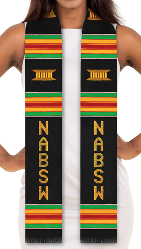 National Association of Black Social Workers (NABSW) Authentic Handwoven Kente Cloth Graduation Stole