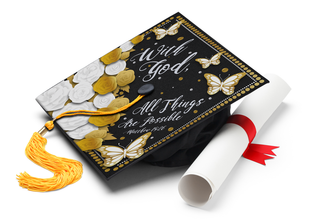 With God, All Things Are Possible Graduation Cap Topper