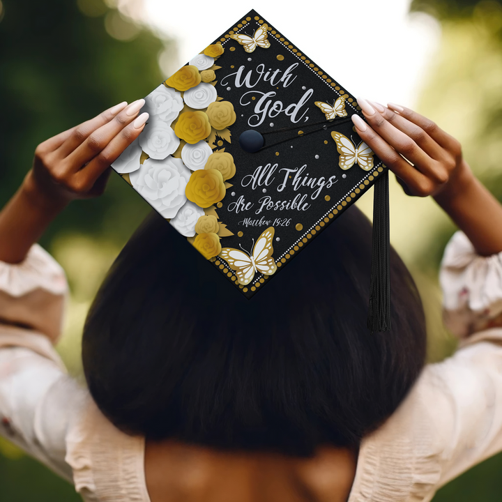 With God, All Things Are Possible Graduation Cap Topper