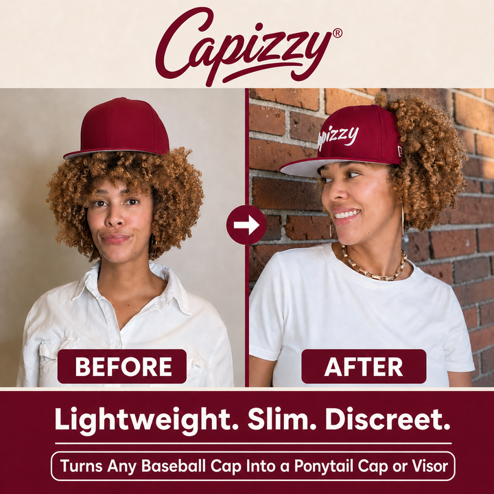 The Patented Capizzy™  - Turns Any Baseball Cap into a Visor Ponytail Cap in Seconds