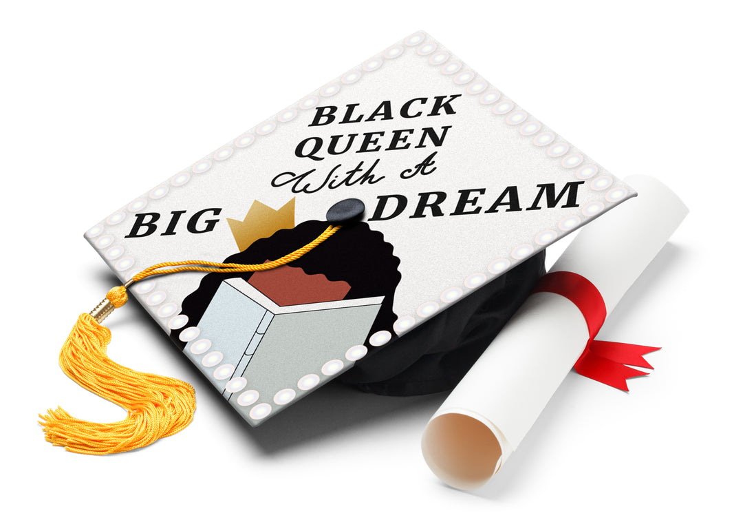 Black Queen With A Big Dream Graduation Cap Topper