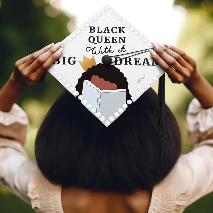 Black Queen With A Big Dream Graduation Cap Topper