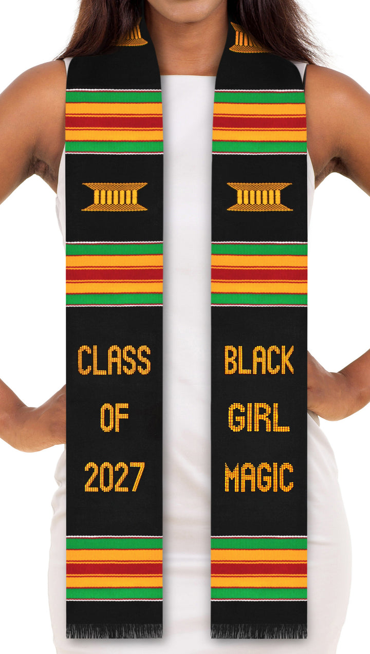 Black Girl Magic Class of 2026/2027 Authentic Handwoven Kente Cloth Graduation Stole