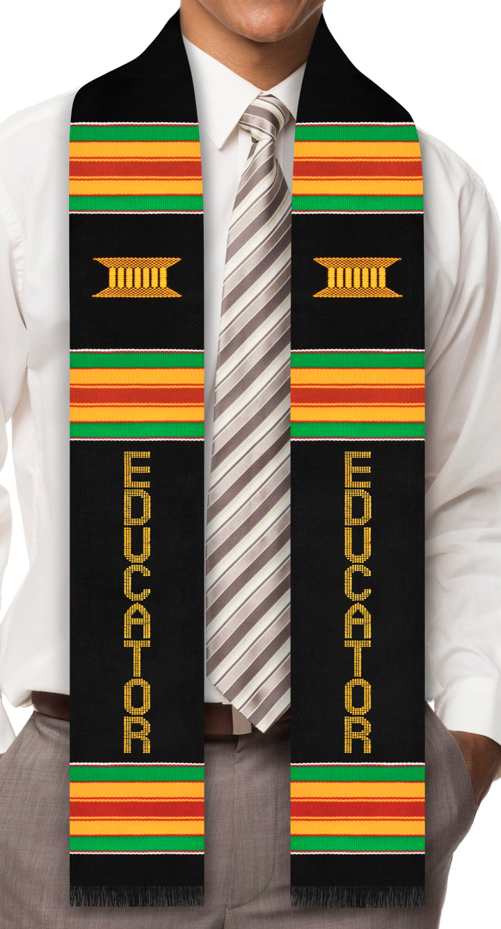 Educator Authentic Handwoven Kente Cloth Graduation Stole