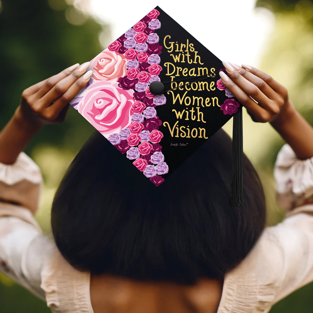 Girls With Dreams Become Women With Vision Graduation Cap Topper