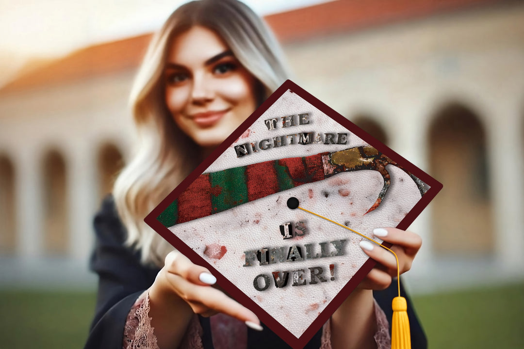The Nightmare Is Over Graduation Cap Topper