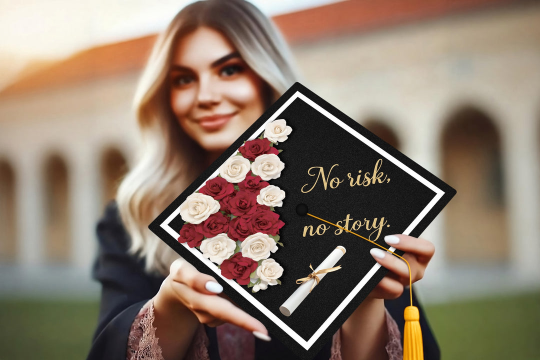 No Risk, No Story Graduation Cap Topper