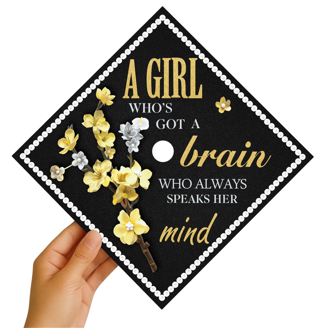 A Girl Who’s Got a Brain Who Always Speaks Her Mind Graduation Cap Topper