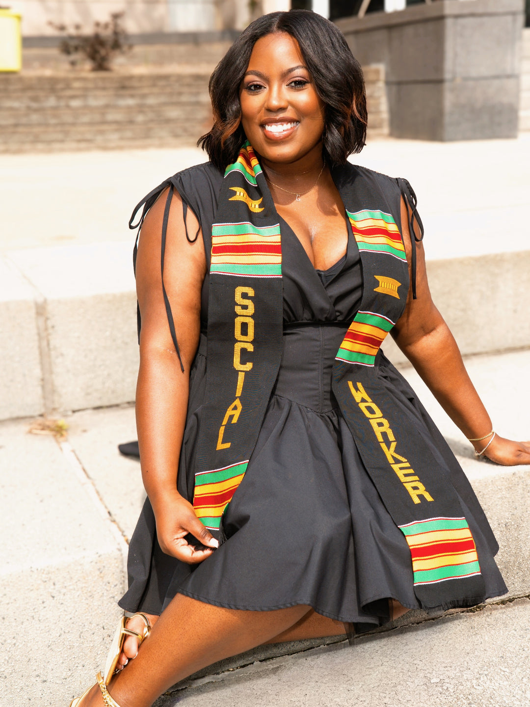 Social Worker Authentic Handwoven Kente Cloth Graduation Stole
